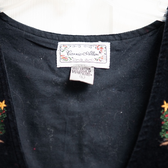 Vintage Christmas Velvet Vest Sz L Carrie Allen Grannycore Snowman Ugly Sweater - Picture 3 of 4
